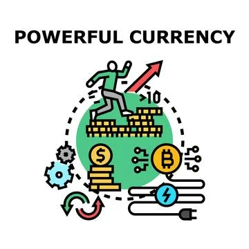 Powerful currency growing through mining and investment process Illustrazione stock