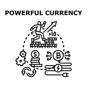 Powerful currency growing through mining and investment process Stock Illustration