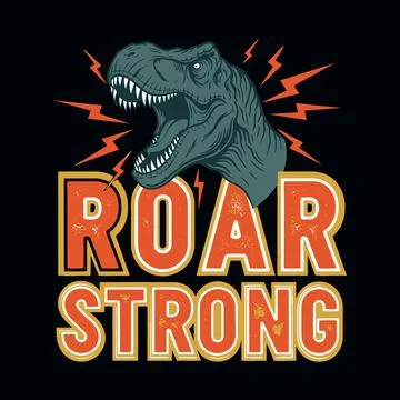A powerful dinosaur roars with strength and energy in a bold graphic design Stock Illustration