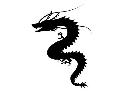 Powerful dragon silhouette. Stock Illustration