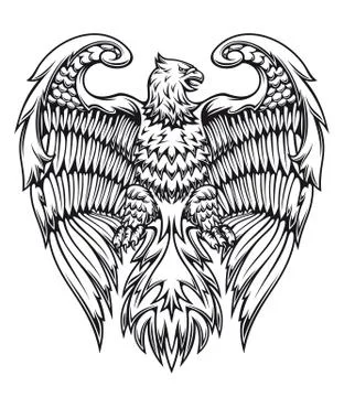 Powerful eagle or griffin Stock Illustration