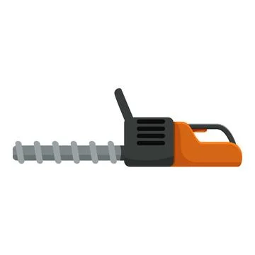 Powerful electric hedge trimmer cutting bushes and shrubs in garden Stock Illustration