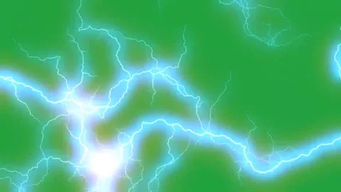 Powerful Electric Lightning Strikes Loop on Green Screen Stock Footage 336713621