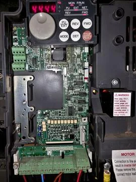 Powerful Electrical Equipment Board in Action Showcasing Intricate Design Stock Photos