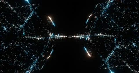 Powerful energy flows composed of particles create a new object Stock Footage 170000749