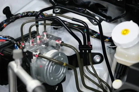 Powerful engine of a car. Internal design of engine. Car engine part. Modern Stock Photos