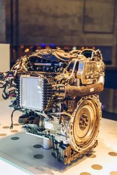 Powerful engine of a car. Internal design of engine. Car engine part. Modern  Stock Photos