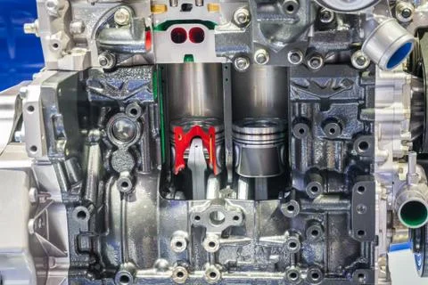 The powerful engine of a car internal design of engine. Stock Photos