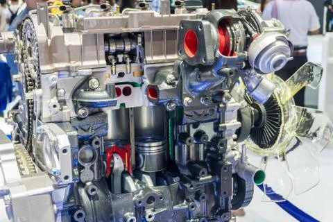 The powerful engine of a car internal design of engine. Show technology moder 스톡 사진
