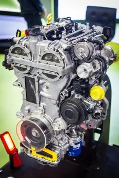 The powerful engine of a car internal design of engine. Show technology moder Stock Photos