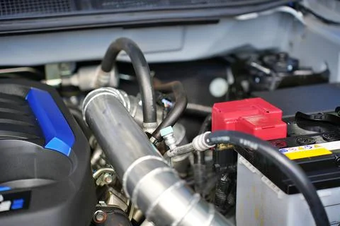 The powerful engine of a car. Internal design of engine. Car engine part. Mod Stock Photos