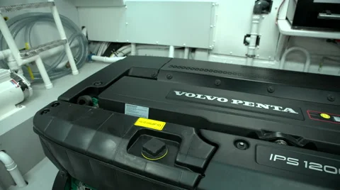 Powerful engine on maxi yacht Stock Footage 58657831