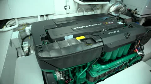 Powerful engine on maxi yacht Stock Footage 67574173