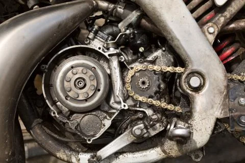 Powerful engine of the modern motorcycle Stock Photos