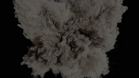 Powerful eruptions of energy spray thick smoke all over the black screen. Stock Footage 239458118