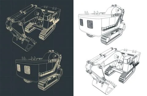 Powerful excavator illustrations Stock Illustration