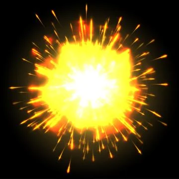 Powerful explosion on black background, vector. Ilustración de archivo