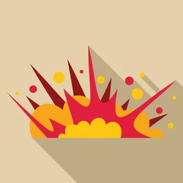 Powerful explosion creating shockwave and flames with long shadow Stock Illustration