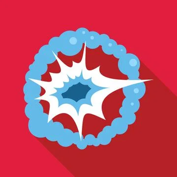 Powerful explosion creating shockwave and smoke cloud on red background Stock Illustration
