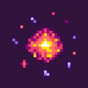 Powerful Explosion for Pixel Game Stock Illustration