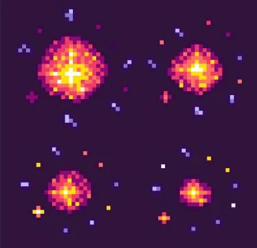 Powerful Explosion for Pixel Game Illustrazione stock