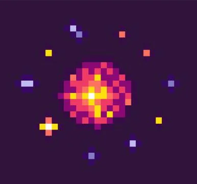 Powerful Explosion for Pixel Game Stock Illustration