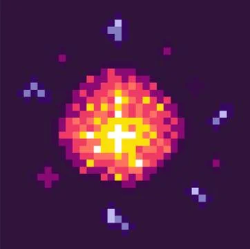 Powerful Explosion for Pixel Game Illustrazione stock