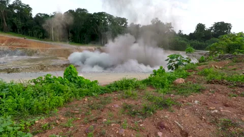 Powerful explosion in a quarry. Crushing rock in a quarry. Stock Footage 245273493