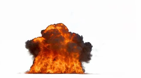 Powerful explosion rises from the ground with a massive turbulent cloud of .. Stock Illustration