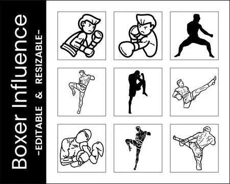 Powerful Fighter in Athletic Combat Stance Stock Illustration