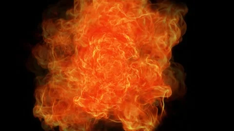 Powerful fire ball swirling looping animation isolated on black background Vidéo 318951503