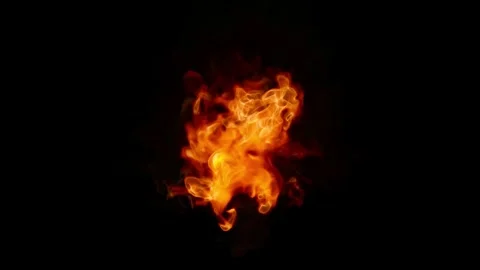Powerful Fire Element Burning on Black Background Seamless Loop Stock Footage 334572430