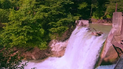 Powerful flow of falling water Stock Footage 234966793