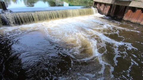 Powerful flow of water. Dam. Stock-Footage 100663002