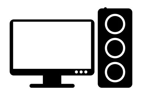 Powerful gaming computer icon. Computer desktop icon, PC symbol. Vector Illustrazione stock