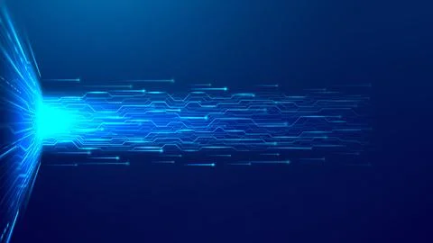 Powerful glowing horizontal flow of cyber data Stock Illustration