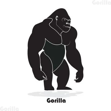 Powerful Gorilla Silhouette Vector Illustration on Transparent Backdrop Stock Illustration