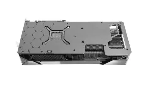Powerful graphic video card of a computer isolated on a white background. Stock Photos