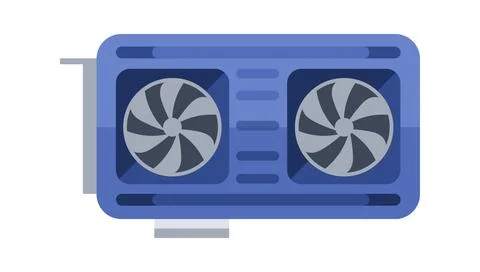 Powerful graphics card cooling system featuring dual fans for optimal Stock Illustration