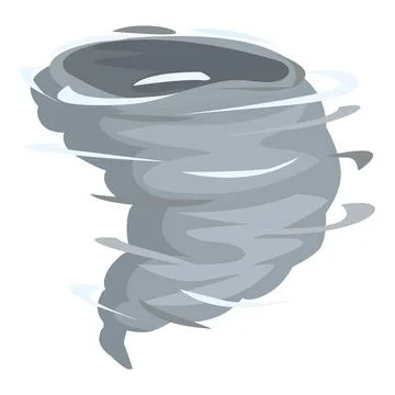Powerful grey tornado rotating, generating strong wind 库存插图