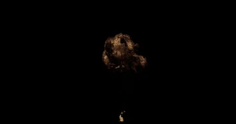 Powerful Ground Hit Explosion with Radial Fire VFX Overlay Against Black Vídeo Stock 333193725