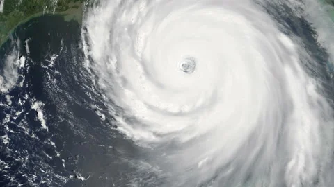 Powerful Hurricane Katrina 2005 making land hurricane space New Orleans Video stock 236539044