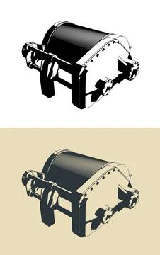 Powerful hydraulic winch Stock-Illustration