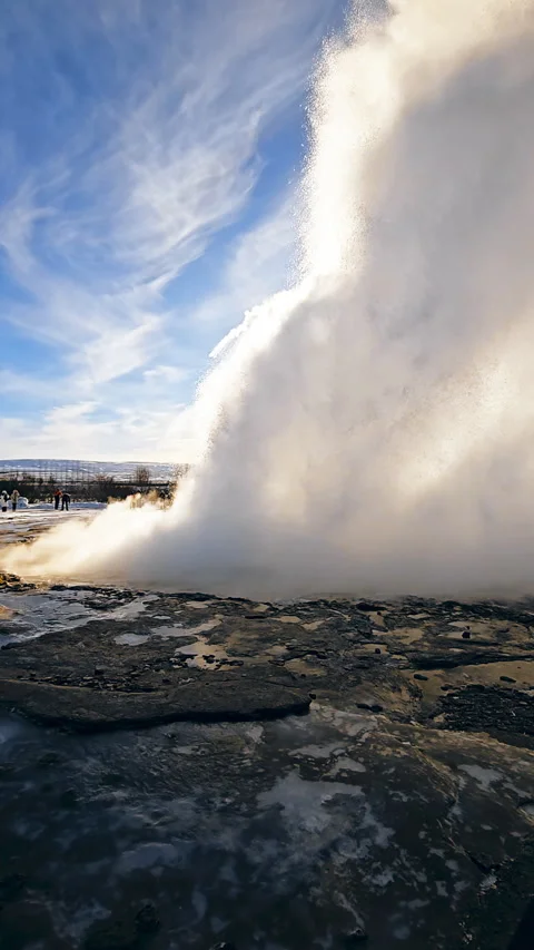 Powerful Icelandic Strokkur Geyser Exploding From The Earth Video stock 267044946