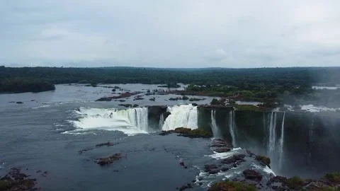 Powerful iguazu falls devil's throat aerial view 스톡 동영상 345103337