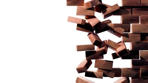 A powerful image of a wall being broken down, symbolizing change and Иллюстрация