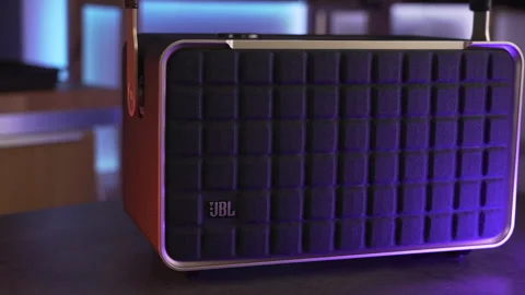 Powerful JBL Authentics 300 Bluetooth Speaker, amazing sound system, 4K shot Stock Footage 298195475