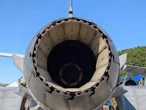 Powerful Jet Engine Exhaust Nozzle Detail Stock Photos
