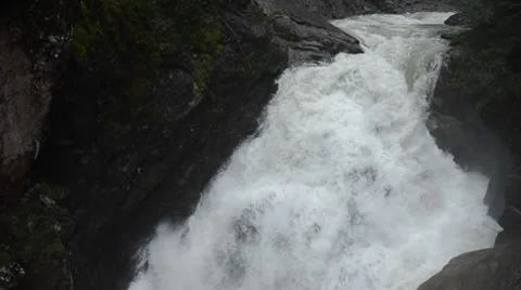 Powerful Krimml waterfall close, Salzburg, Austria Stock Footage 8666053