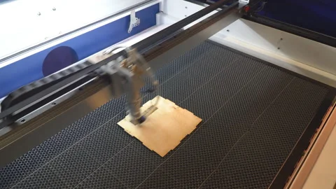 Powerful laser machine capable of cutting and engraving quickly Stock Footage 104109398